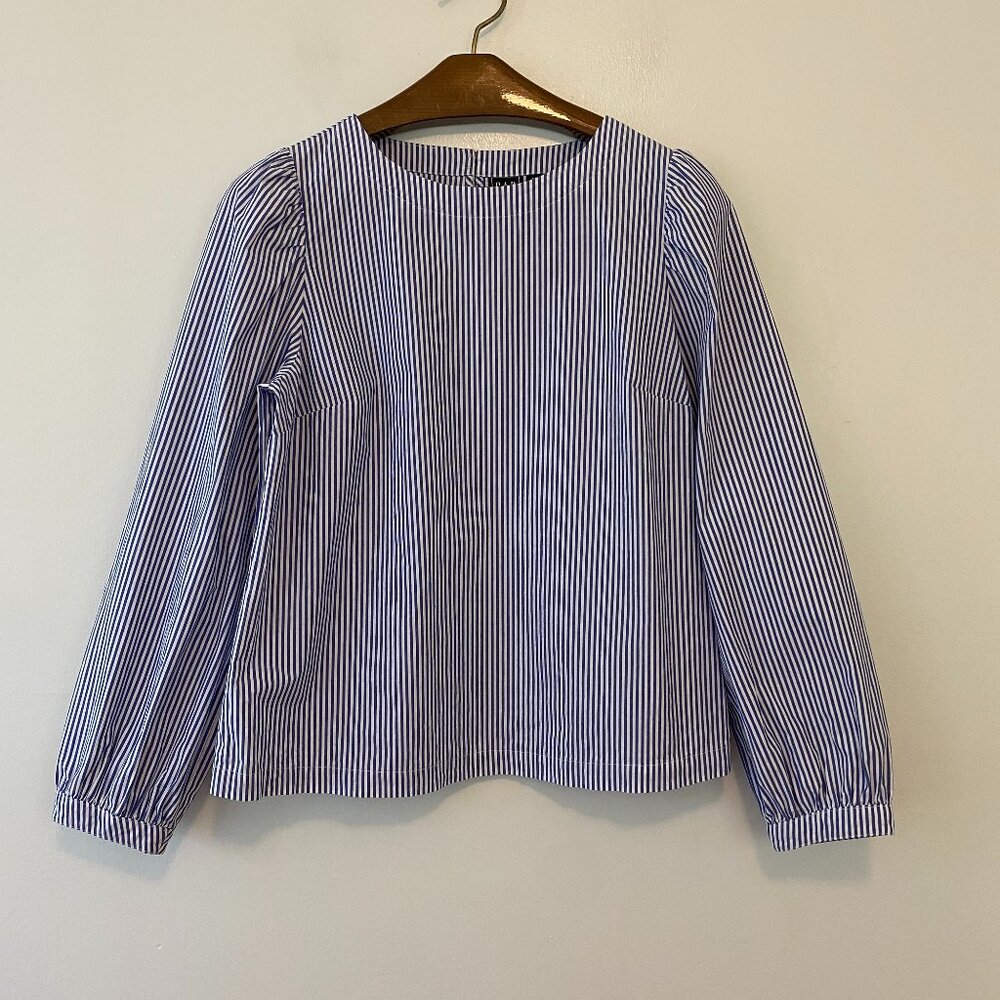 Gap Blue White Striped Long Pull Sleeve Pullover Top Womens Medium